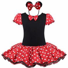 Vestido Fantasia Infantil de Festa Halloween Carnaval da Minnie Vermel