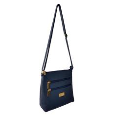Bolsa Transversal TopGrife Couro Azul Marinho, Transversal, Couro, Alç