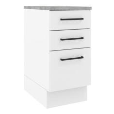 Balcão Madesa Agata 40 Cm 3 Gavetas - Branco Rustic/branco