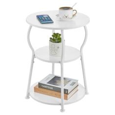 Mesa lateral redonda para espaços pequenos, mesas de cabeceira de madeira de 3 níveis, mesas de canto redondas para sala de estar, berçário, canto, escritório, quarto, mesa lateral de café para