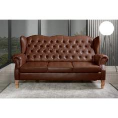 Sofá 3 Lugares Capitonê Vintage Imperador Chesterfield Marrom Café - B