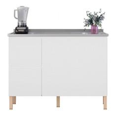 Balcão De Cozinha Com Pia Inox 120cm Minsk K02 Branco - Mpozenato