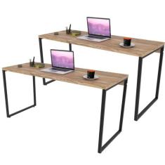 Kit 02 Mesas Para Escritório Home Office Estilo Industrial Form 150 cm