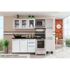 Cozinha Modulada Completa Evidence 4 Peças (1 Armário + 1 Balcão + 1 Paneleiro + 1 Complemento) C4P45 Branco - Bertolini