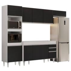 Armário de Cozinha Modulada 4 Peças CP10 Balcão Branco/Preto - Lumil