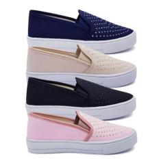Kit 4 Pares Tênis Feminino Slip On Plataforma Sapatilha K107 - FABRICA