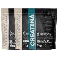 Kit: Whey Protein Concentrado 2Kg + Creatina Monohidratada 1Kg - 100% Importado - Soldiers Nutrition-Unissex