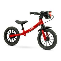 Bicicleta De Equilíbrio Sem Pedal Infantil Aro 12 Bike Balance Caloi Vermalha Nathor Com Banco Regulável