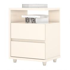 Mesa De Cabeceira 02 Gavetas Campeche Henn Off White