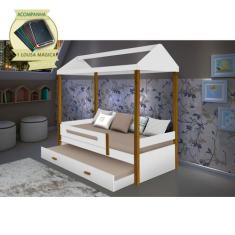 Beliche Montessoriana Design Infantil Sara Solteiro  - Branco/amêndoa 