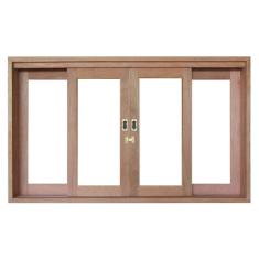 Janela de Correr Madeira Panorâmico 1,20mx1,60m Isabela Revestimentos Cedro Arana