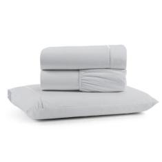 Jogo De Lençol Solteiro Mirante 100% Algodão 3 Peças - Cinza - Casa Sh