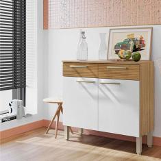 Balcão De Cozinha Ambiente Nala Freijó Supremo Ripado - Kits Paraná