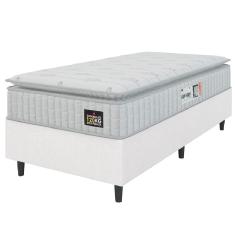 Cama Box Solteiro Colchão Espuma D33 Pillow Top Van Gogh 88x188x62cm Branco Hellen-suporta Até 120kg Por Pessoa