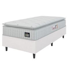 Cama Box Solteiro Colchão Espuma D45 Lazio Pillow Top 88x188x62cm Branco Hellen – Suporta Até 150 Kg Por Pessoa