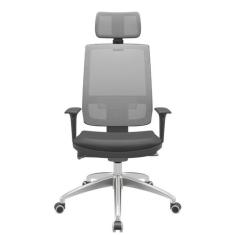Cadeira Office Brizza Tela Cinza Com Encosto Assento Vinil Preto Autoc