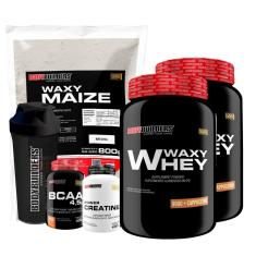 Kit 2x Whey Waxy Whey 900g + BCAA 100g + Creatina 100g + Waxy Maize 800g + Coq - Bodybuilders-Unissex