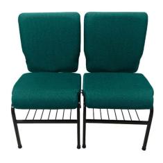 02 Cadeiras Para Igrejas C/ Porta Biblía E Porta Cálice Verde