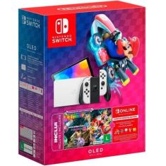 Console Nintendo Switch OLED Branco com Jogo Mario Kart 8 Deluxe e 3 M