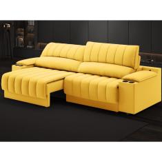 Sofá com Porta Copos Carregador USB Ret Rec Murano 2,50m Velosuede - NETSOFAS