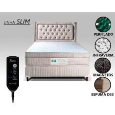 Cama Box Casal Magnético D33 Com Massageador e Controle + Cabeceira Co
