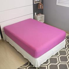 Lençol Avulso Com Elástico Solteiro Liso Malha 100% Algodão (Pink)