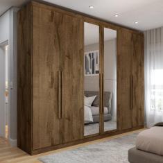 Guarda-Roupa Casal Madalena 6 Portas 6 Gavetas 100% Mdf com Espelho Brauna - Panorama Móveis