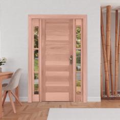 Kit Porta de Madeira 2 Vitrôs Direita 213cmx136cmx12cm PE28 Esel