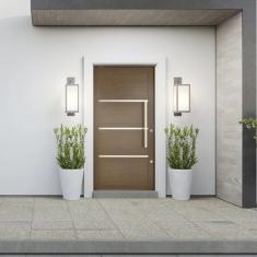 Porta De Aluminio Lambril Pivotante 220x100cm Com Puxador Marrom