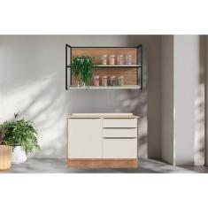 Cozinha Modulada Completa Versalis 3 Peças 1 Nicho + 1 Balcão + 1 Complemento C3p195 Freijó Cinza Argila Herval