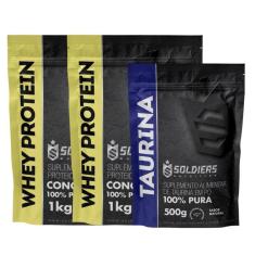 Kit: Whey Protein Concentrado 2kg + Taurina 500g - 100% Importado - Soldiers Nutrition-Unissex