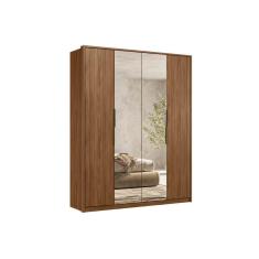 Guarda Roupa Casal Attore Nogueira 4 Portas de Abrir 3 Gavetas MDP Blush Demóbile