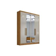 Guarda Roupa Casal Moderni-Sevilha 4 Portas de Abrir 3 Gavetas MDF Cumaru-Fendi 25 Novo Horizonte