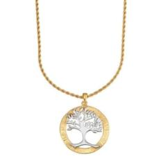 Colar Pingente Mandala Arvore Da Vida Banhado Ouro 18k