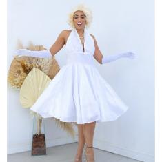 Fantasia Vestido Marilyn Monroe Adulto Feminino Cosplay Retro Vintage Sexy Festa Anos 60 Carnaval Rock`n Roll Halloween