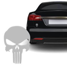Adesivo Resinado Caveira O Justiceiro Prata Carro Moto - SPORTINOX