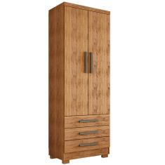Guarda Roupa Floripa Solteiro 2 Portas 3 Gavetas Rud Rack Cor Cedro