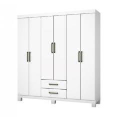 Guarda Roupa Casal A22 6 Portas 2 Gavetas Carioca Móveis, Branco