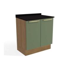 Balcão de Cozinha Modulado Botanic M623 2 Portas c/Tampo 80cm Nogueira