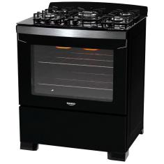 Fogão 5 Bocas Preto Dako Diplomata Grill com Frente em Vidro Preto e Timer Digital Bivolt