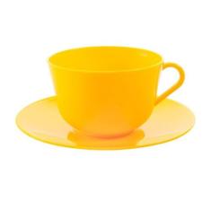 Xícara de Chá com Pires em Plástico Zeek Linha POP, AMARELO
