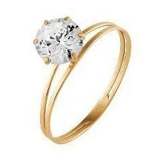 Anel Solitário Ouro 6mm 18k 750 - DR Joias, 13, Branco