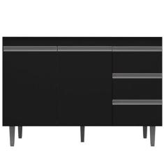 Balcão para Cozinha Martin C/ Tampo 2 Portas 3 Gavetas Preto - AJL