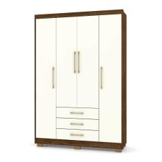 Guarda Roupa Solteiro 4 Portas E 3 Gavetas Valência Imbuia/champanhe - Pallazio
