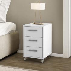 Mesa de Cabeceira com 3 Gavetas - Branco