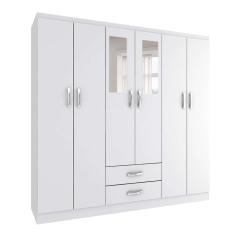Guarda-Roupa Solteiro com Espelho Havana I 6 pt Branco