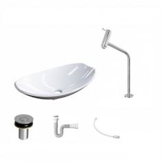 Kit Cuba L45 Com Torneira Link 1062 Metal E Válvula Click 1''b + Sifão Pvc E Flexível Branca