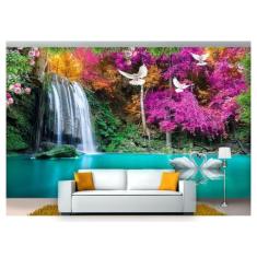 Papel De Parede Cachoeiras Animais Pássaros 3D 7,50M² Xch06 - Você Dec