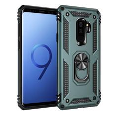 SORAKA Capa para Samsung Galaxy S9 Plus com suporte de anel capa protetora para Samsung Galaxy S9 Plus capa traseira de policarbonato rígido com placa de metal para suporte magnético de telefone carro