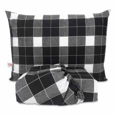 Jogo De Lençol Solteiro Elástico Algodão Pol Xadrez Listrado 2 Peças -